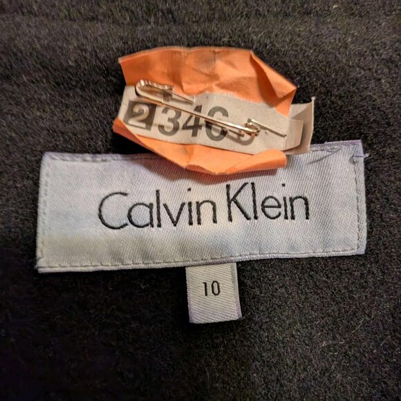 Calvin Klein Wool Blend Double Breasted Coat.  BLACK.  Size 10. - Picture 10 of 13